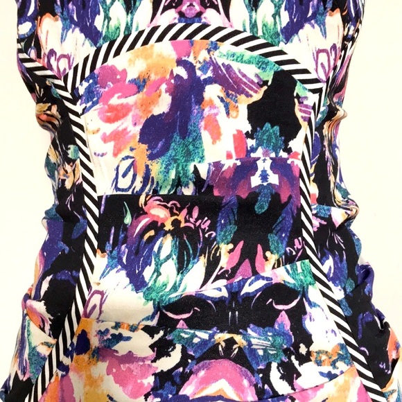 Nicole Miller Artelier Women’s Multi Colored Ruched Sheath Midi Dress Size 2 - Picture 3 of 7